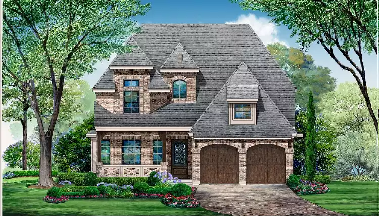 image of 2 story european house plan 7829